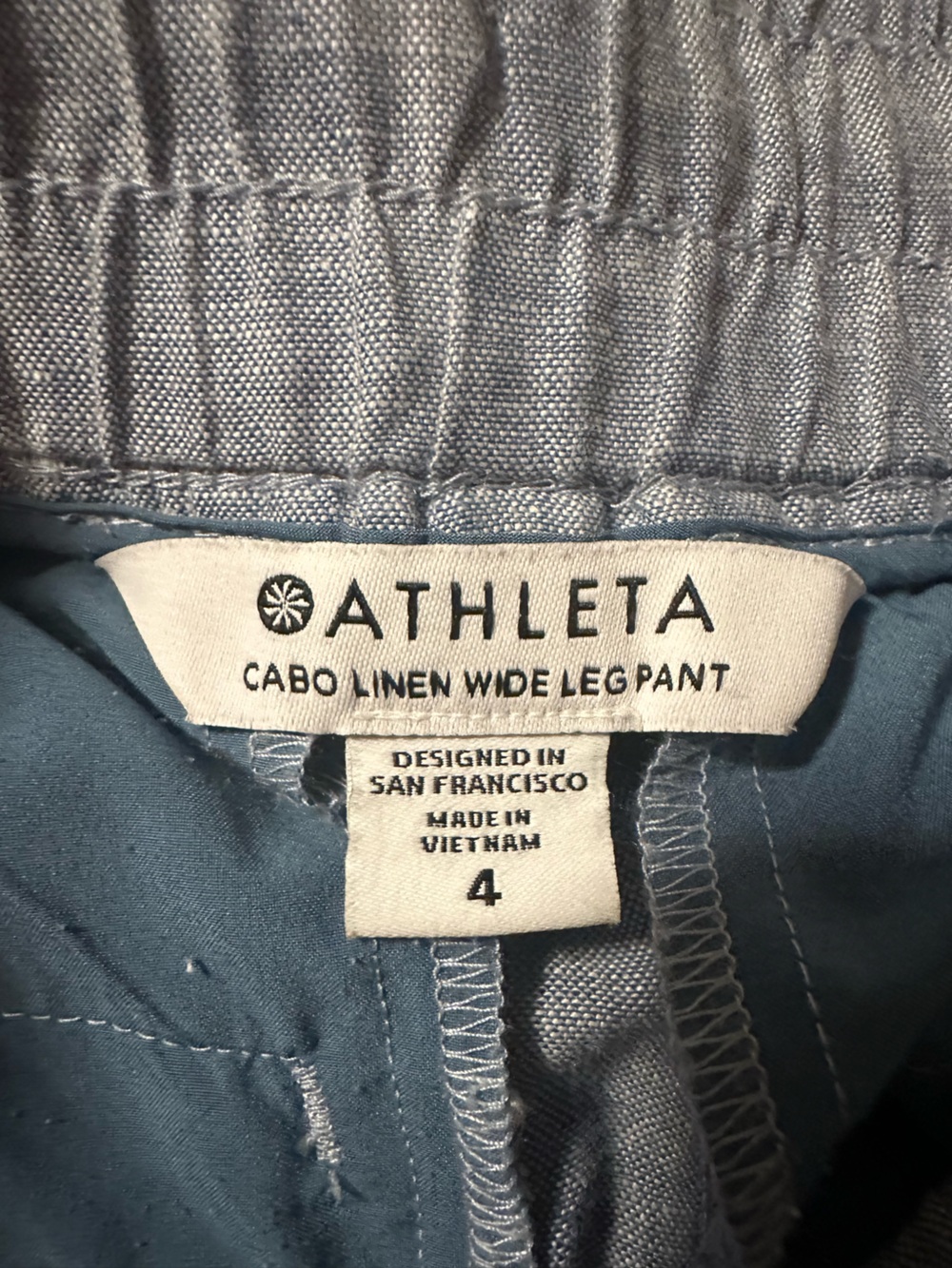 Athleta Cabo Linen Wide Leg Pants Chambray Blue Size 4 - Picture 7 of 10